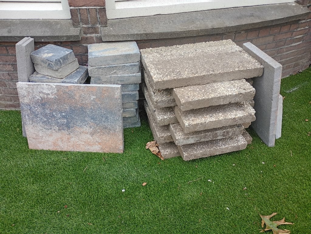 Gratis tuintegels, Ophalen, Gebruikt, Beton, Terrastegels