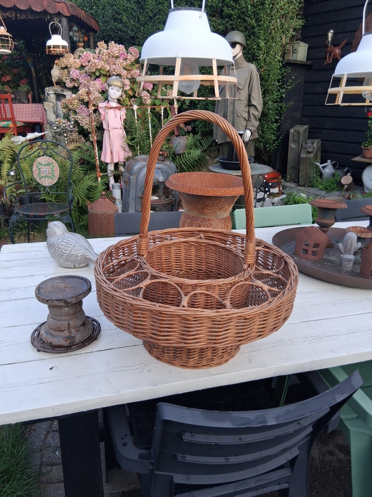 rotan flessen mand, Ophalen