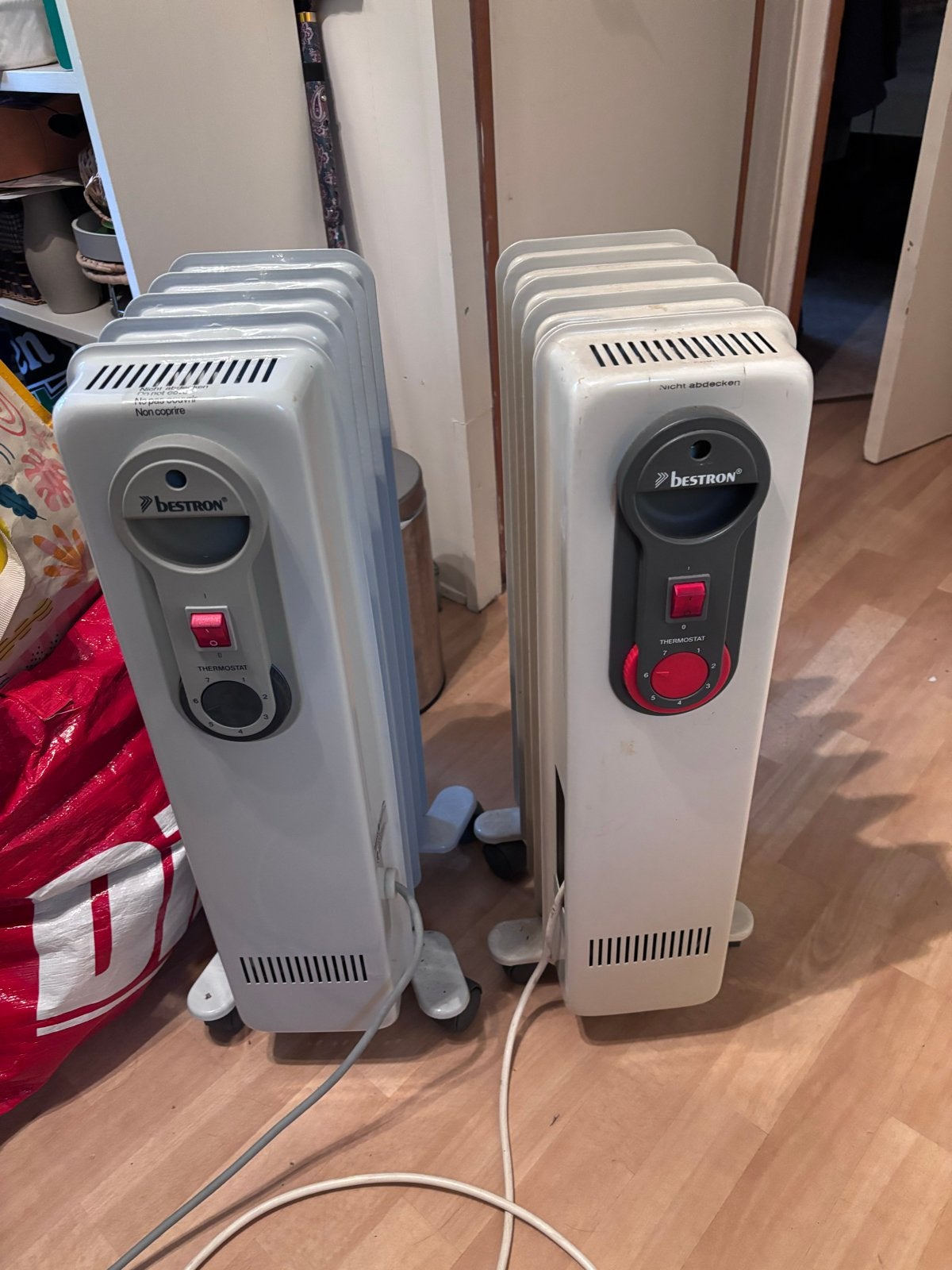 2 Bestron oliegevulde radiatoren, 500W, wit/grijs, Ophalen, Radiator, Minder dan 60 cm, 80 cm of meer