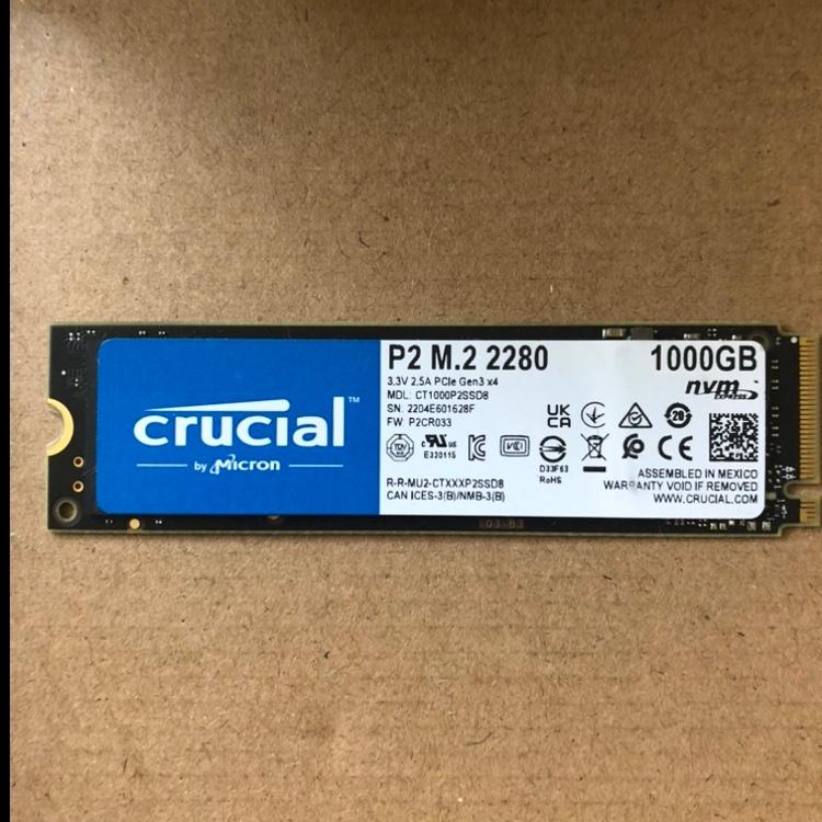 Crucial P2 M.2 2280 1 TB PCIe Gen3x4 NVMe SSD, Computers en Software, Harde schijven, Intern, Gebruikt, SSD, Ophalen of Verzenden