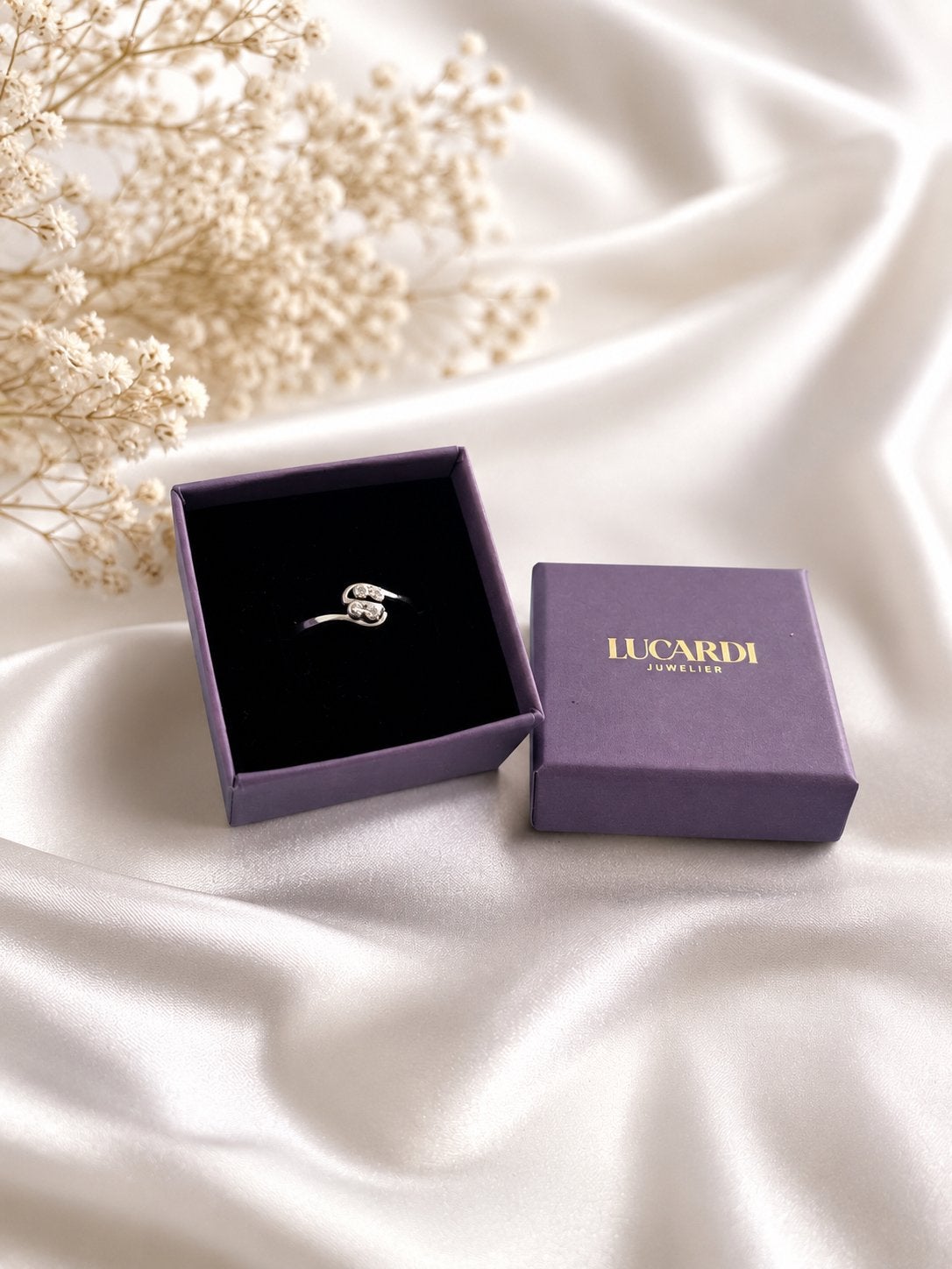 Witgouden 14k ring met diamanten, Sieraden, Tassen en Uiterlijk, Ringen, Gebruikt, Wit, Ophalen of Verzenden, 17 tot 18