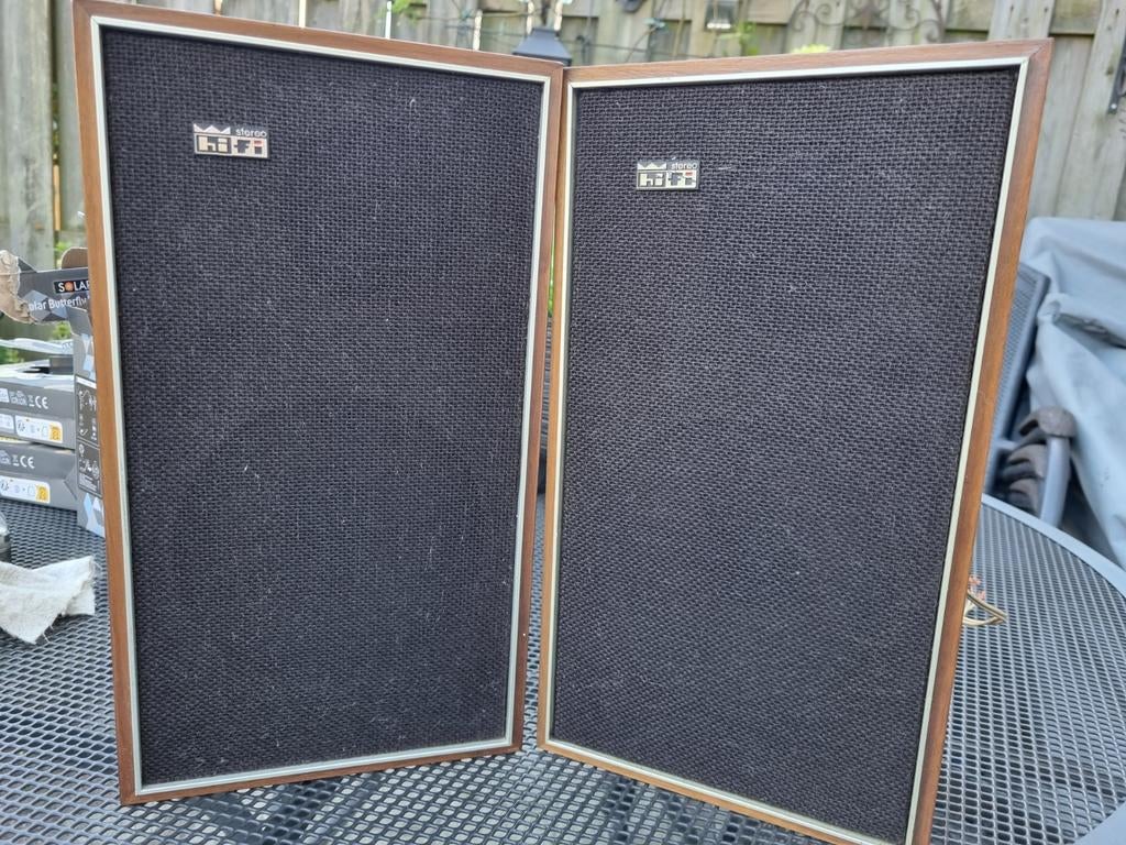 Vintage hifi stereoset luidsprekerboxen, Ophalen, Minder dan 60 watt, Front, Rear of Stereo speakers, Overige merken