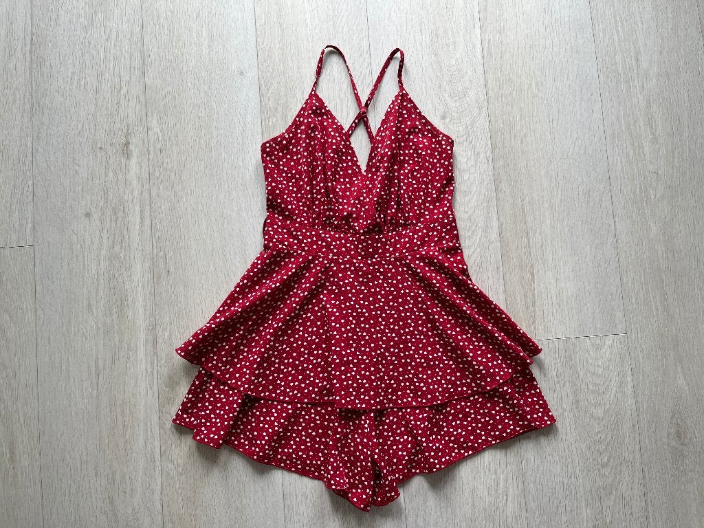 Jumpsuit Playsuit Pakje Rood Wit Jurk Skort Mt 36 (Small), Ophalen of Verzenden, Nieuw, Maat 36 (S), Rood