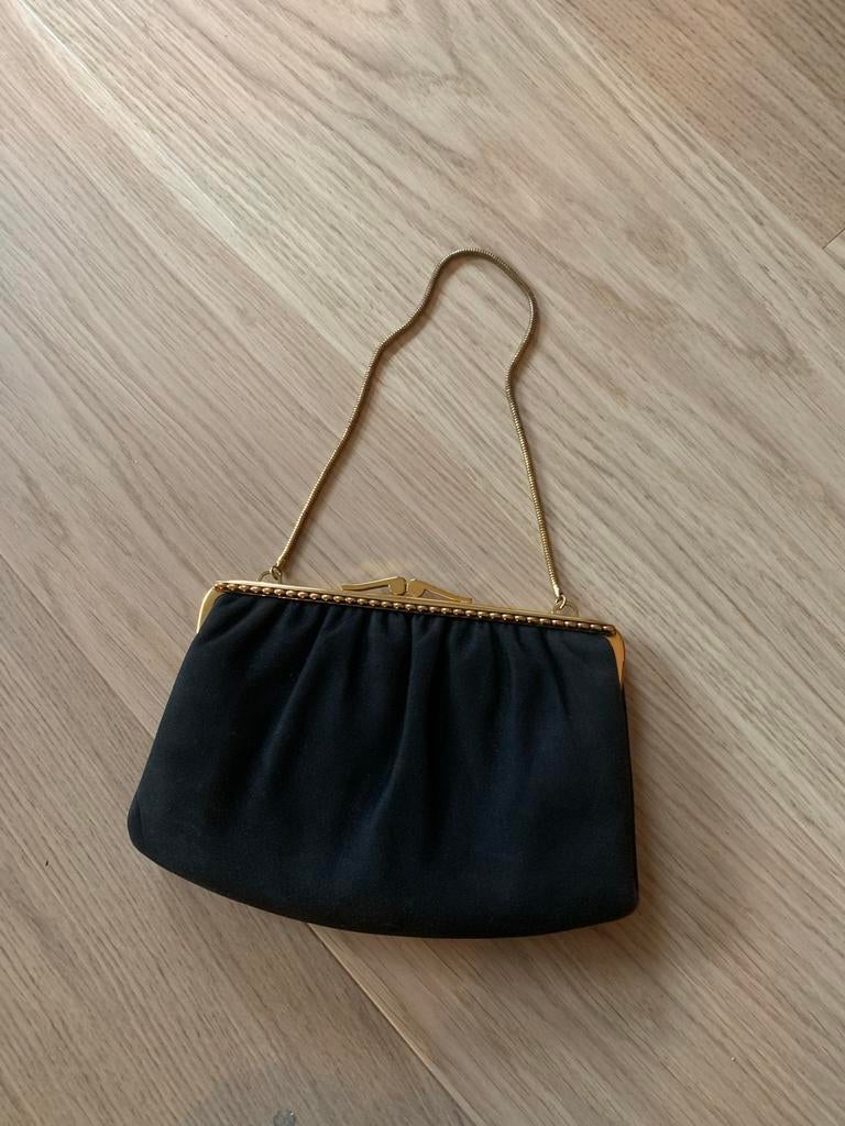 Vintage Zwart Avondtasje, Ophalen of Verzenden, Zo goed als nieuw, Zwart, Avondtasje