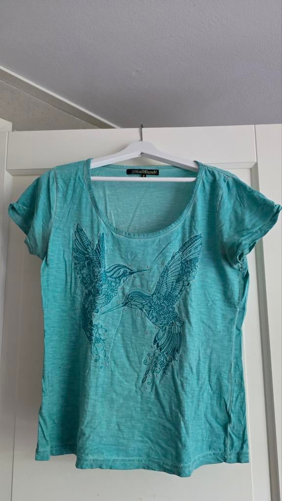 Koroshi T-shirt met kolibrie print, maat M, Kleding | Dames, Maat 38/40 (M), Blauw, Ophalen of Verzenden, Korte mouw