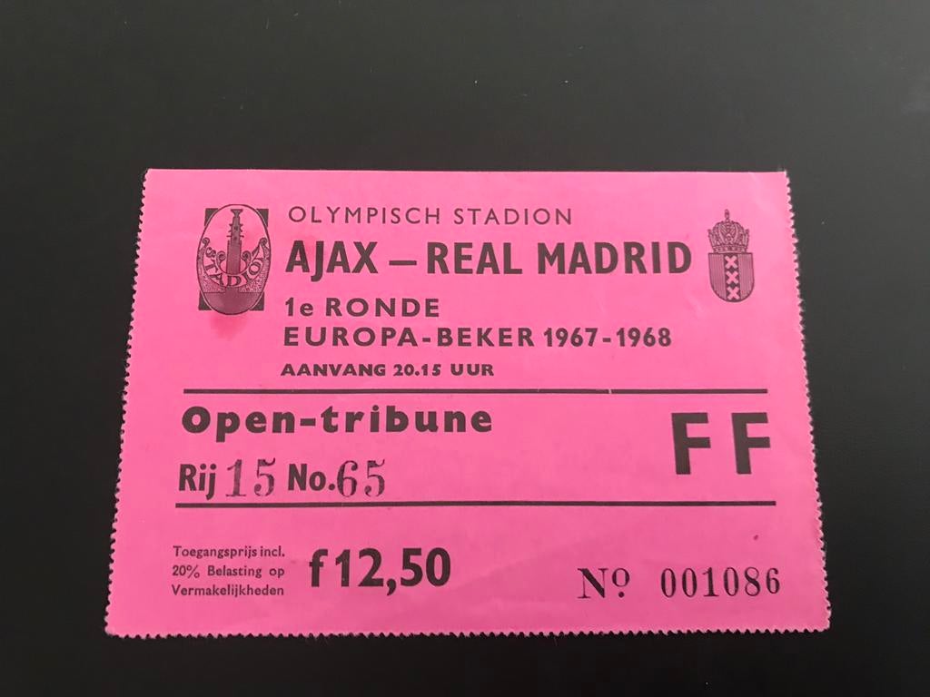Ticket kaartjes europa cup Ajax jaren ‘60, Ophalen of Verzenden, Gebruikt, Ajax, Overige typen