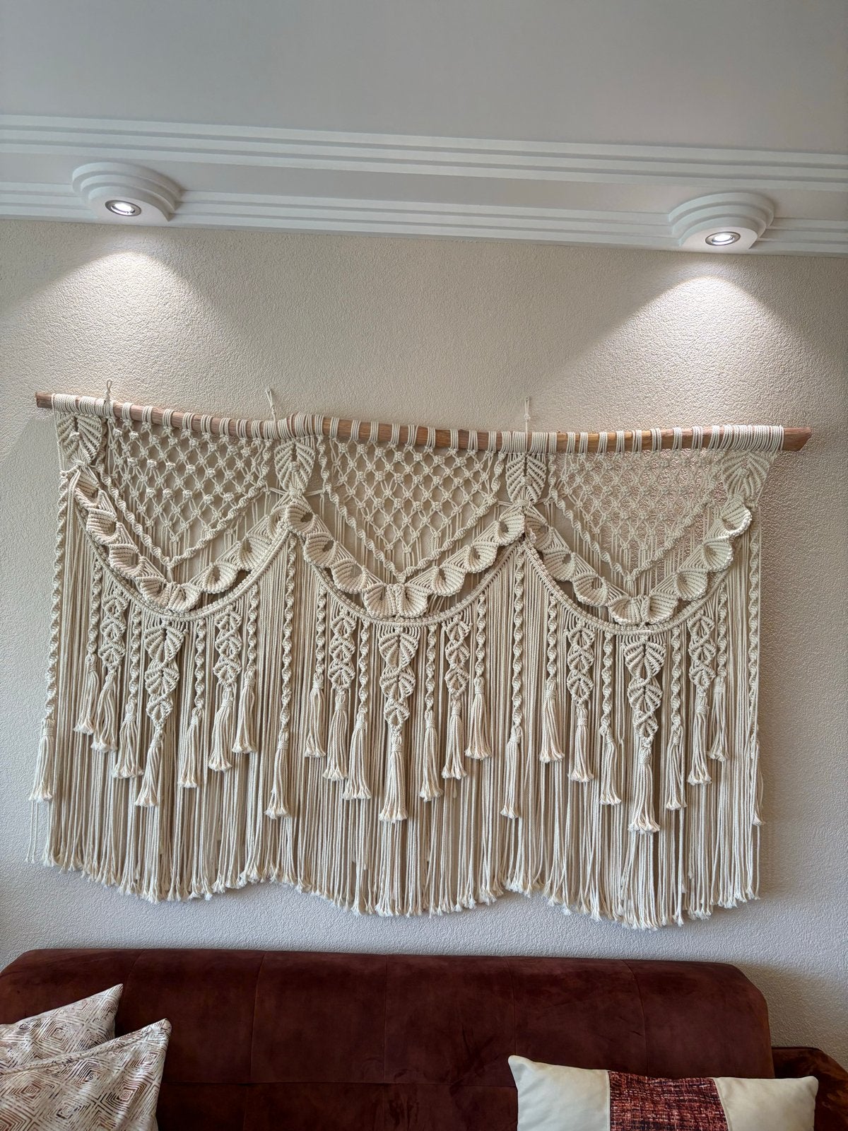 Grote macramé wanddecoratie - 170x120 cm - Nieuw, Huis en Inrichting, Beige, Boho, Nieuw, Ophalen of Verzenden