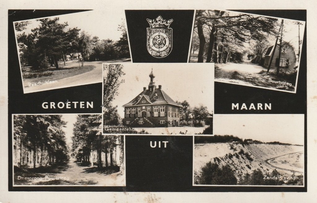 MAARN  Raadhuislaan Buurtsteeg Gemeentehuis Zandafgraving, Verzenden, 1940 tot 1960, Gelopen, Utrecht