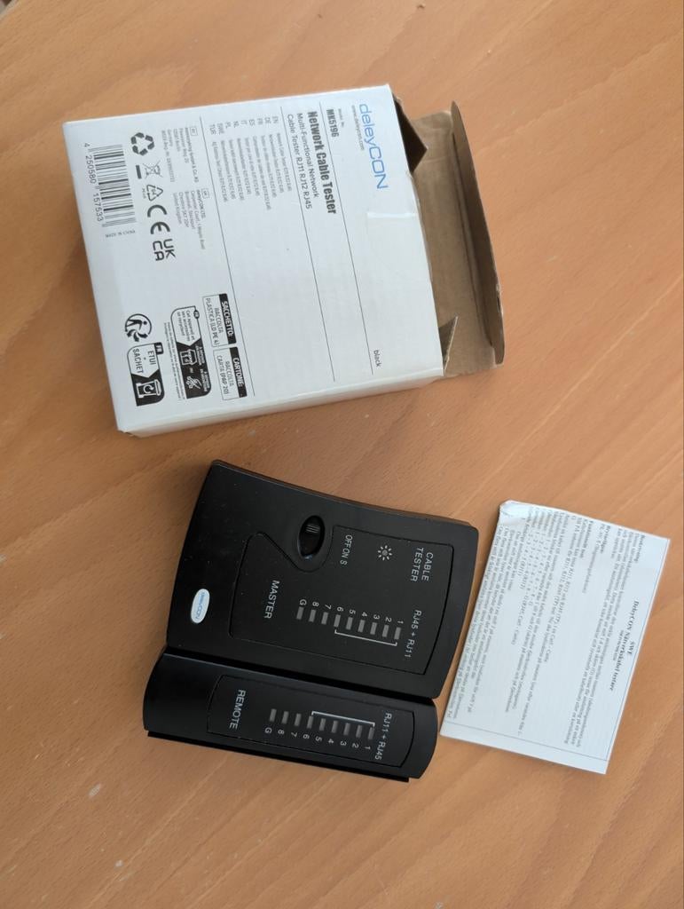 DeleyCON Netwerkkabel Tester RJ11 RJ12 RJ45 - Nieuwstaat, Ophalen of Verzenden, Zo goed als nieuw, Extern, DeleyCON
