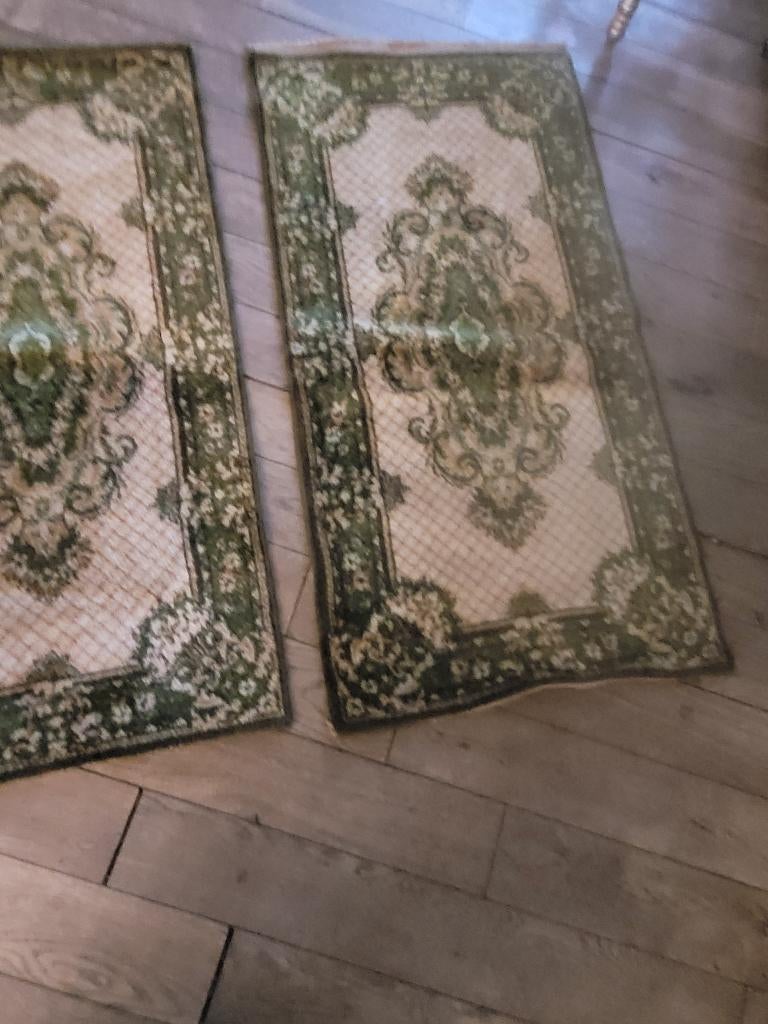 2 vintage vloerkleedjes, badmat, Heikant 21 Kaatsheuvel, Gebruikt, 100 tot 150 cm, Groen