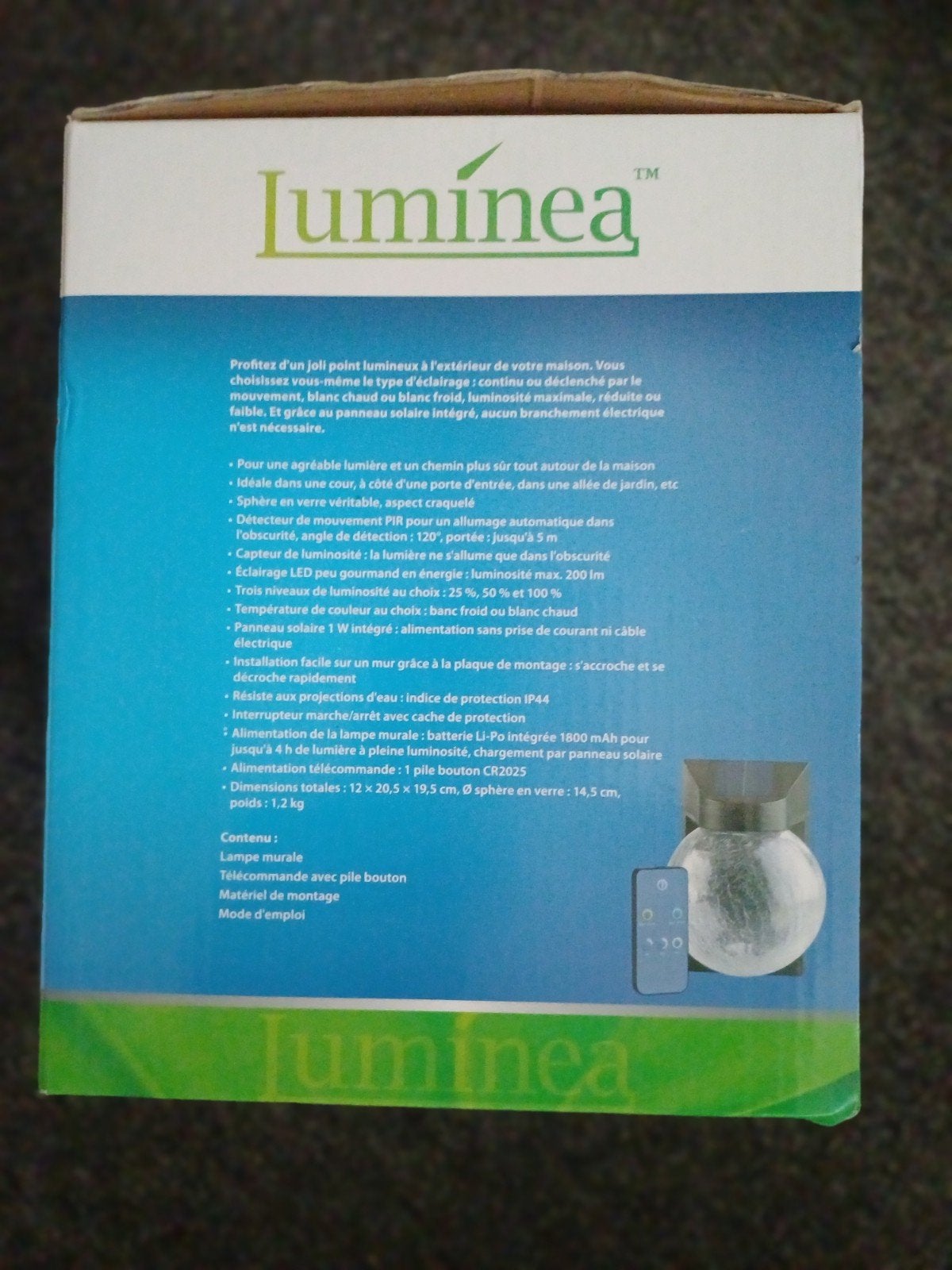 Luminéa Solar-LED Wandlamp met Bewegingssensor, Zonne-energie, Minder dan 50 watt, Wandlamp, Led