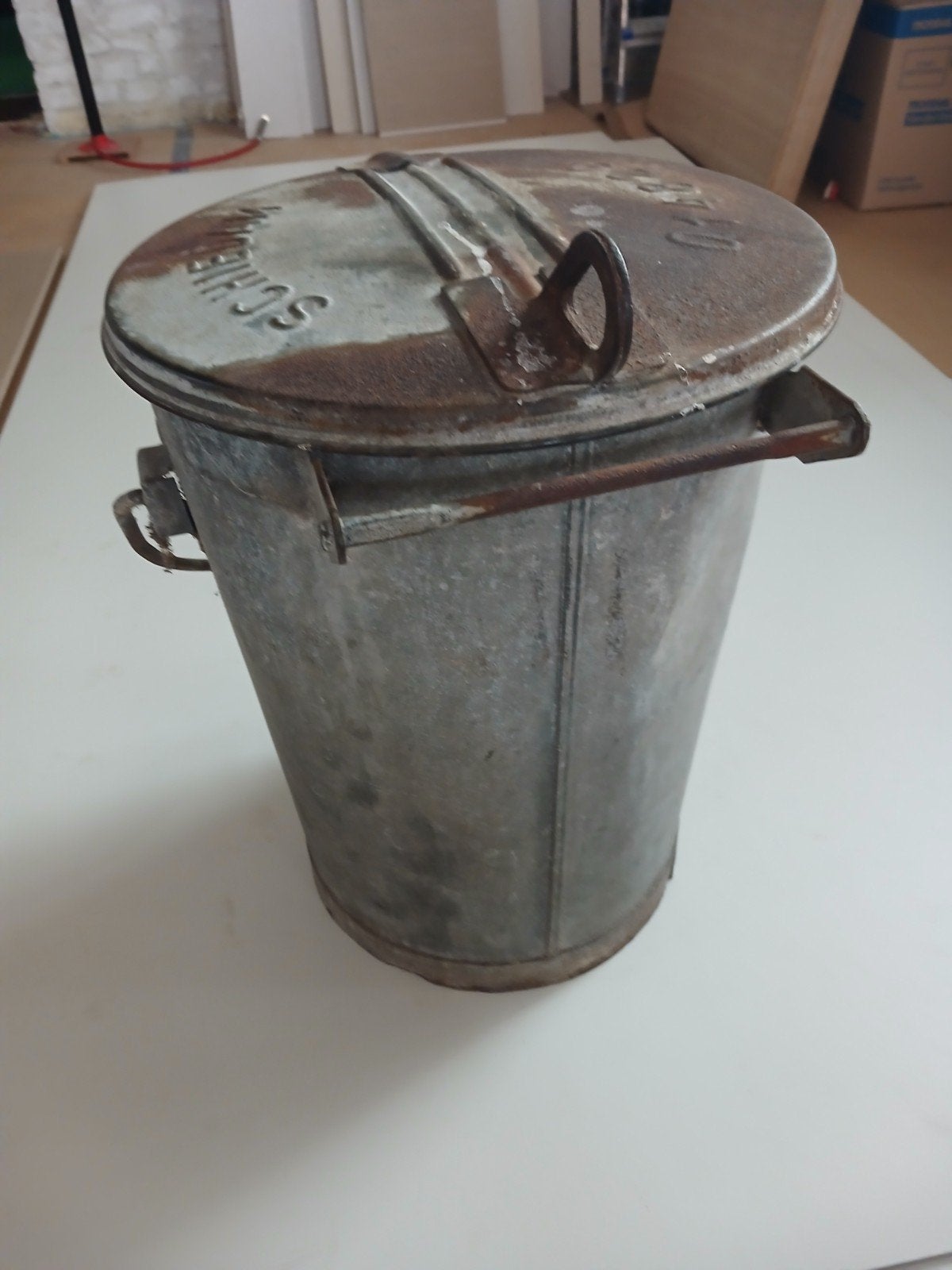 zinken vuilnisbak Schiedam, Huis en Inrichting, Ophalen, 50 – 75, Gebruikt, 20 tot 30 liter