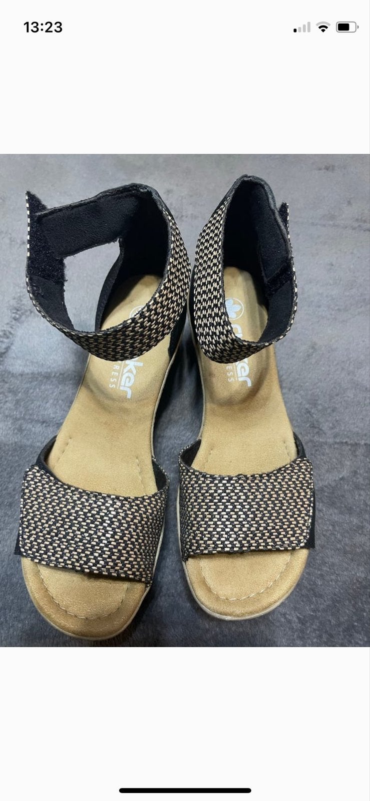 Rieker Sandalen met Enkelband en Klittenbandsluiting, Ophalen, Nieuw, Zwart, Sandalen of Muiltjes