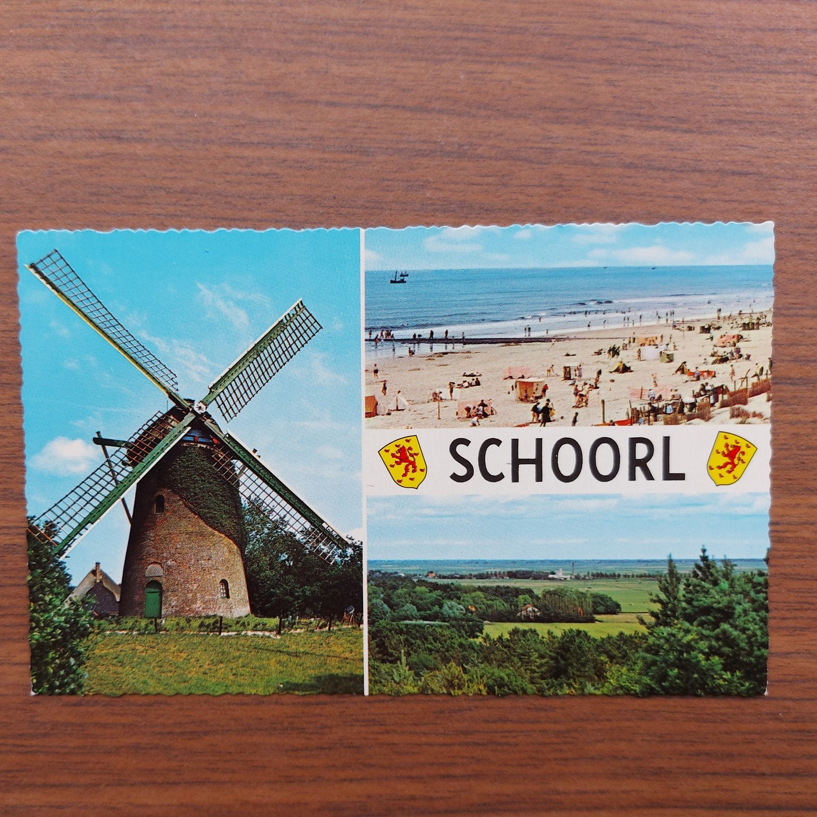 oude gekartelde ansichtkaart Schoorl met molen Kijkduin, Ophalen, 1960 tot 1980, Ongelopen, Noord-Holland