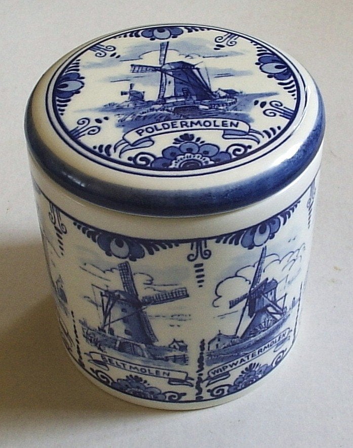 Porseleinen trommeltje voor stroopwafels. Original Delft, Verzenden