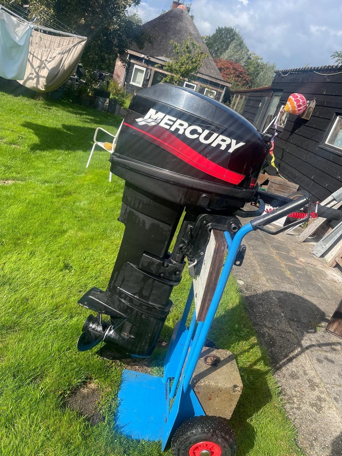Mercury 25pk 2 takt langstaart, Watersport en Boten, Ophalen, 10 tot 30 pk, Zo goed als nieuw, Buitenboordmotor
