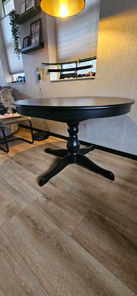 IKEA Rosentorp uitschuifbare eettafel, zwart, Gebruikt, Ophalen of Verzenden, Klassiek, Scandinavisch, Vier personen