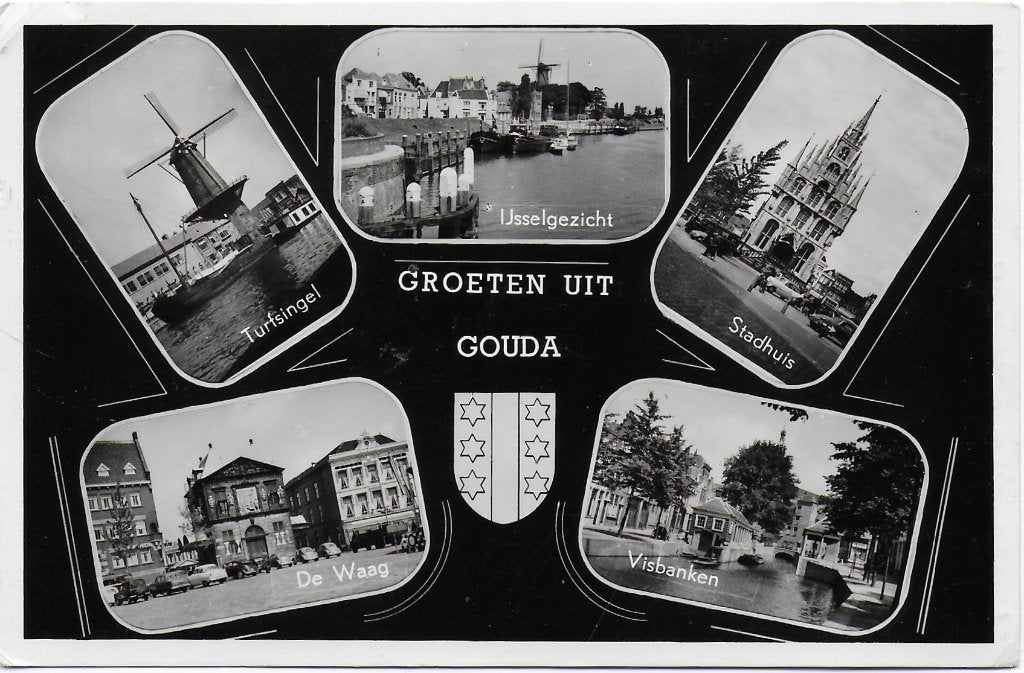 Gouda oude gelopen ansichtkaart ( b5087 ), Ophalen of Verzenden, 1960 tot 1980, Gelopen, Zuid-Holland