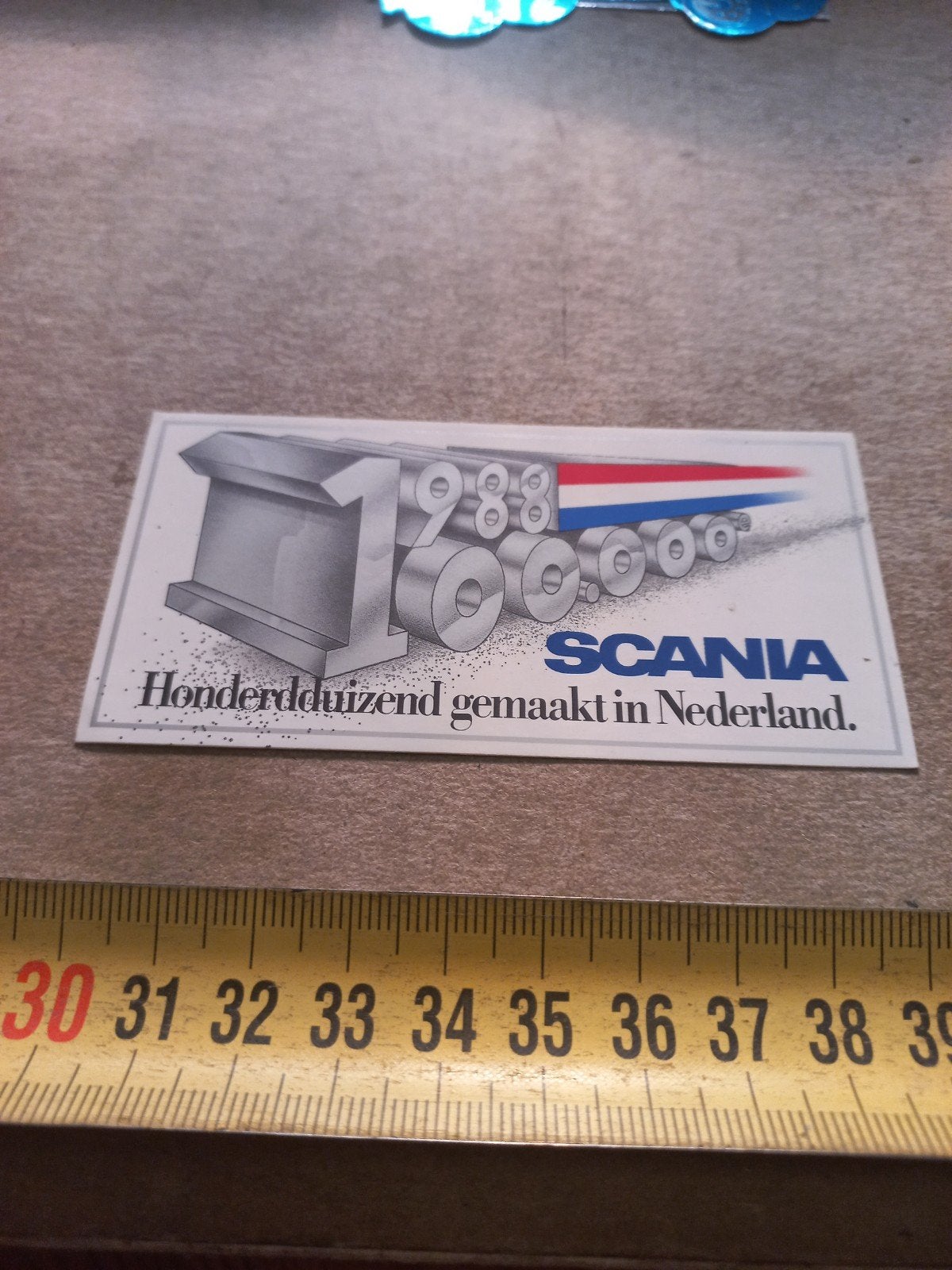 Scania 100.000 gemaakt in Nederland sticker, Ophalen of Verzenden, Gebruikt