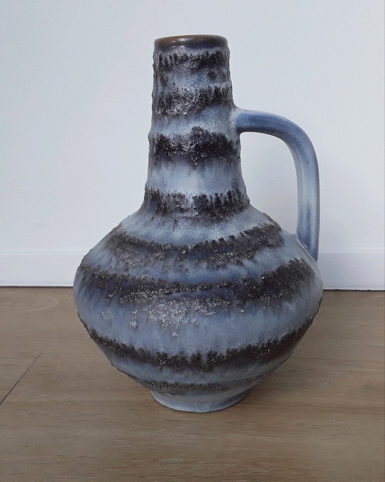 Prachtige West Germany vaas, blauw, 28cm, 28 cm, Gebruikt, Blauw, Natuurlijk materiaal