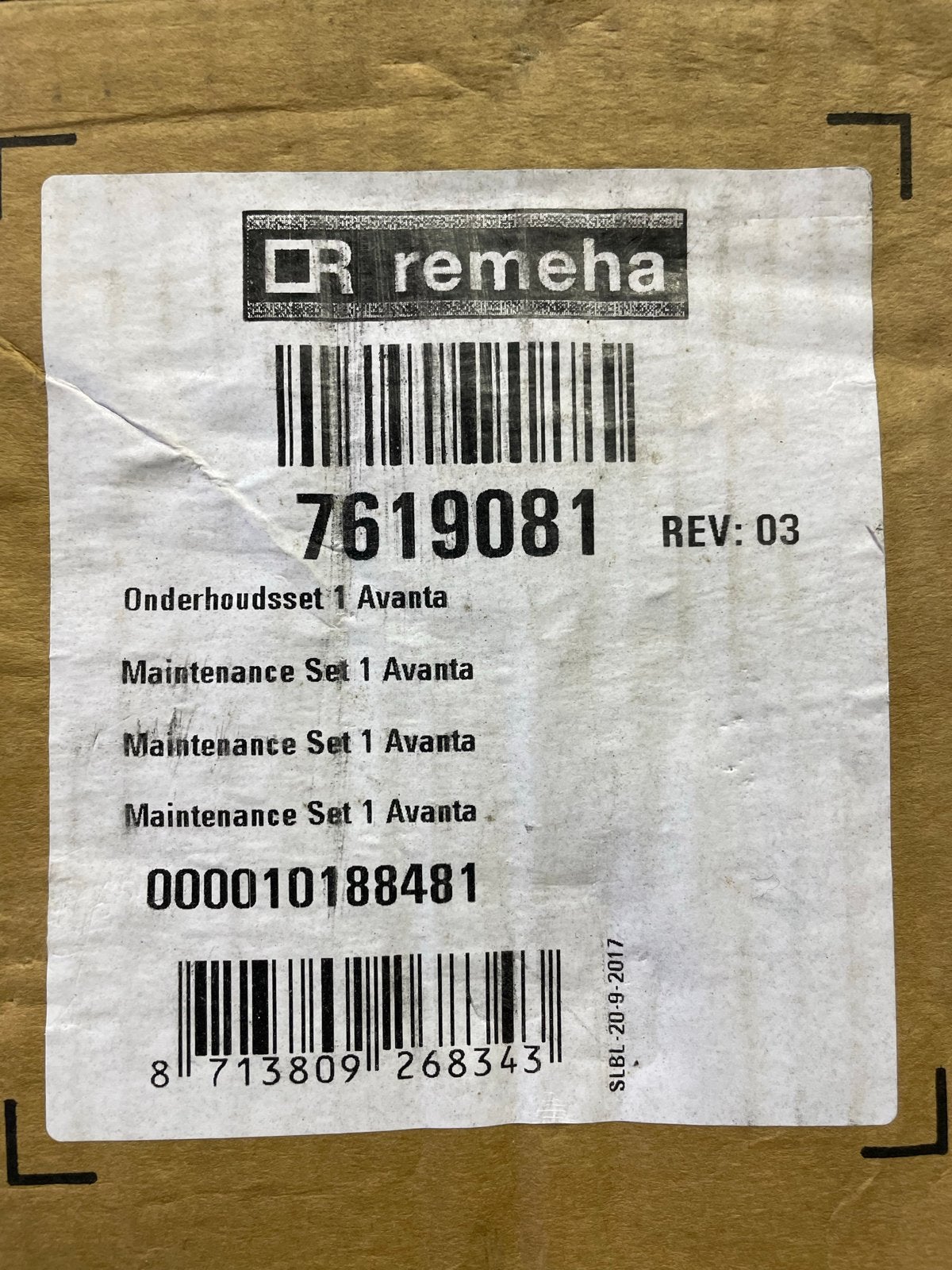 Remeha Onderhoudsset 1 Avanta - Nieuw in doos, Ophalen, Nieuw, Cv-ketel of Combi-ketel