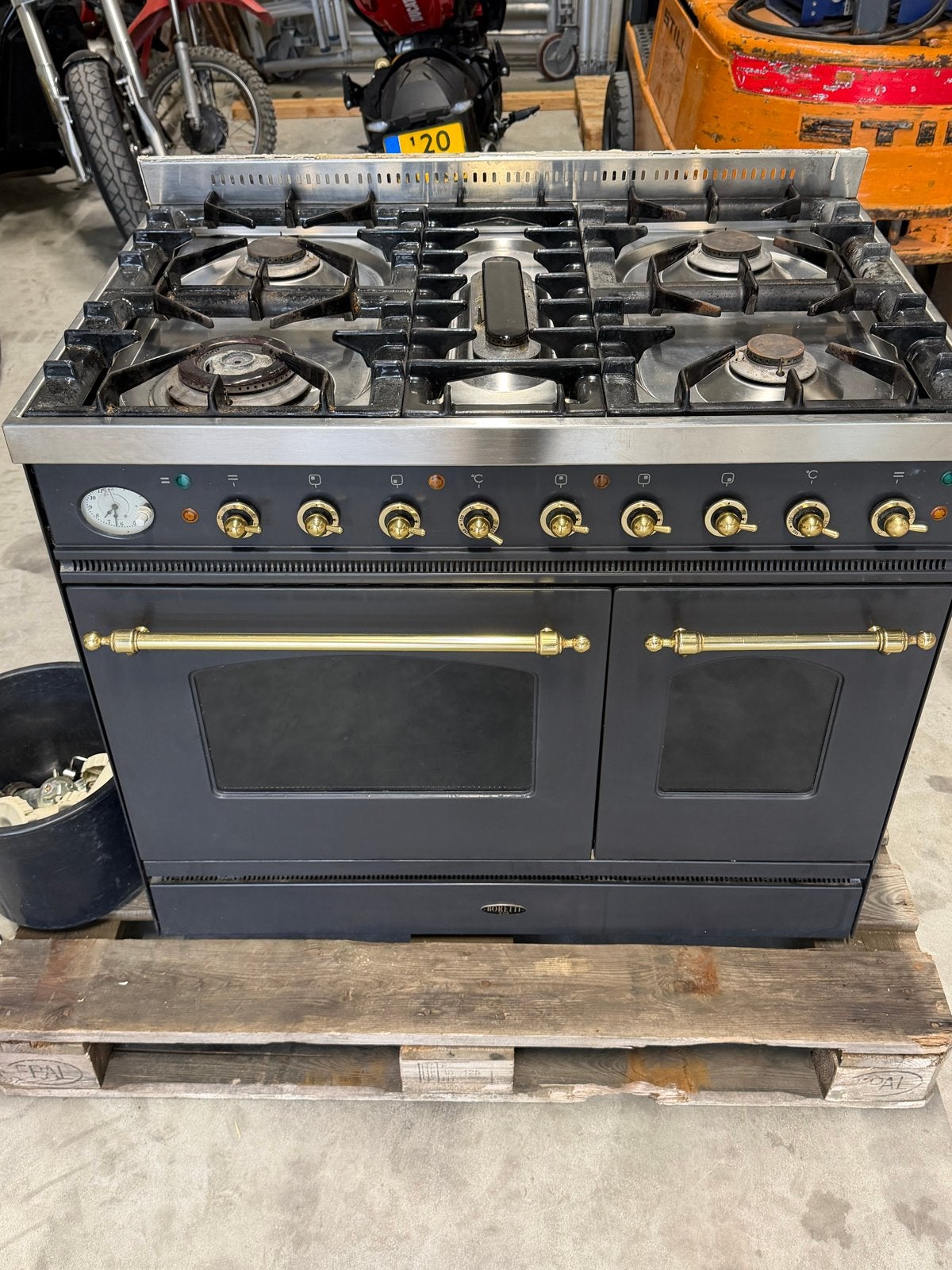 Boretti met dubbele oven en 5 gaspitten, Witgoed en Apparatuur, Ophalen, Gebruikt, 60 cm of meer, Grill