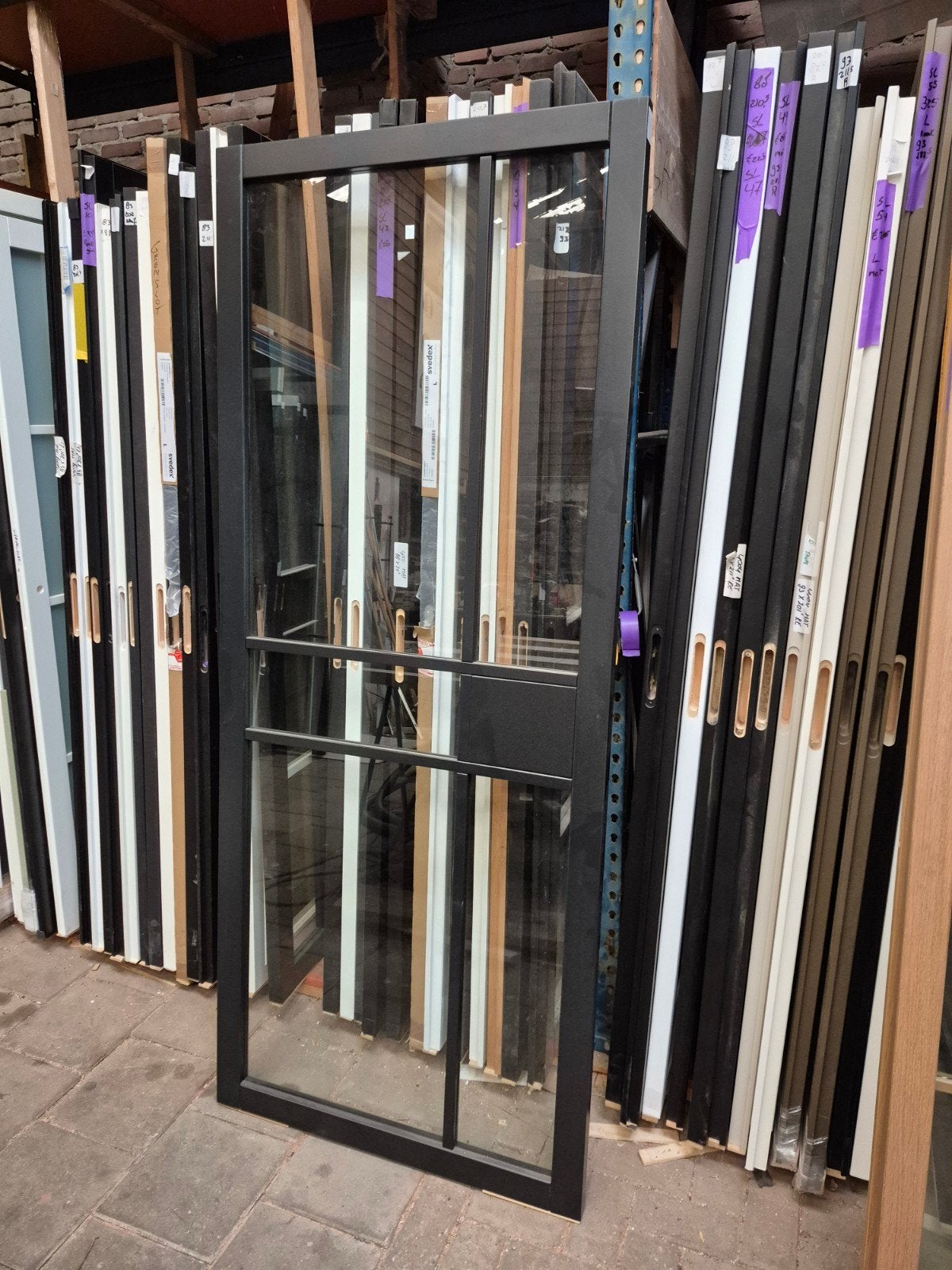88x211,5cm binnendeur stomp Staal look zwart blank glas SL43, Doe-het-zelf en Verbouw, Deuren en Horren, Ophalen, 80 tot 100 cm