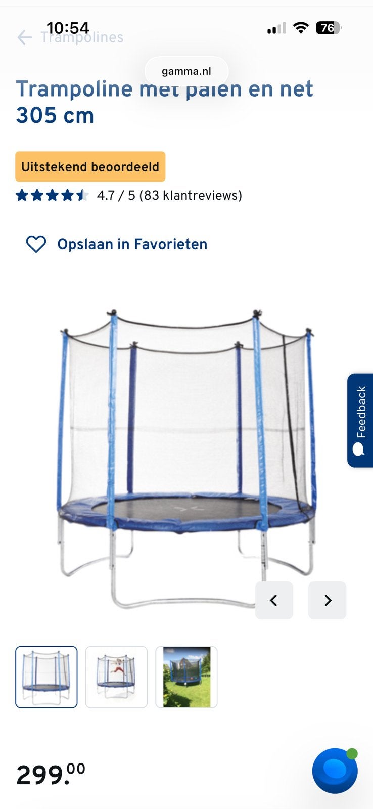 Trampoline Gamma Handson 306 cm diameter nieuw in de doos!, Ophalen, Nieuw
