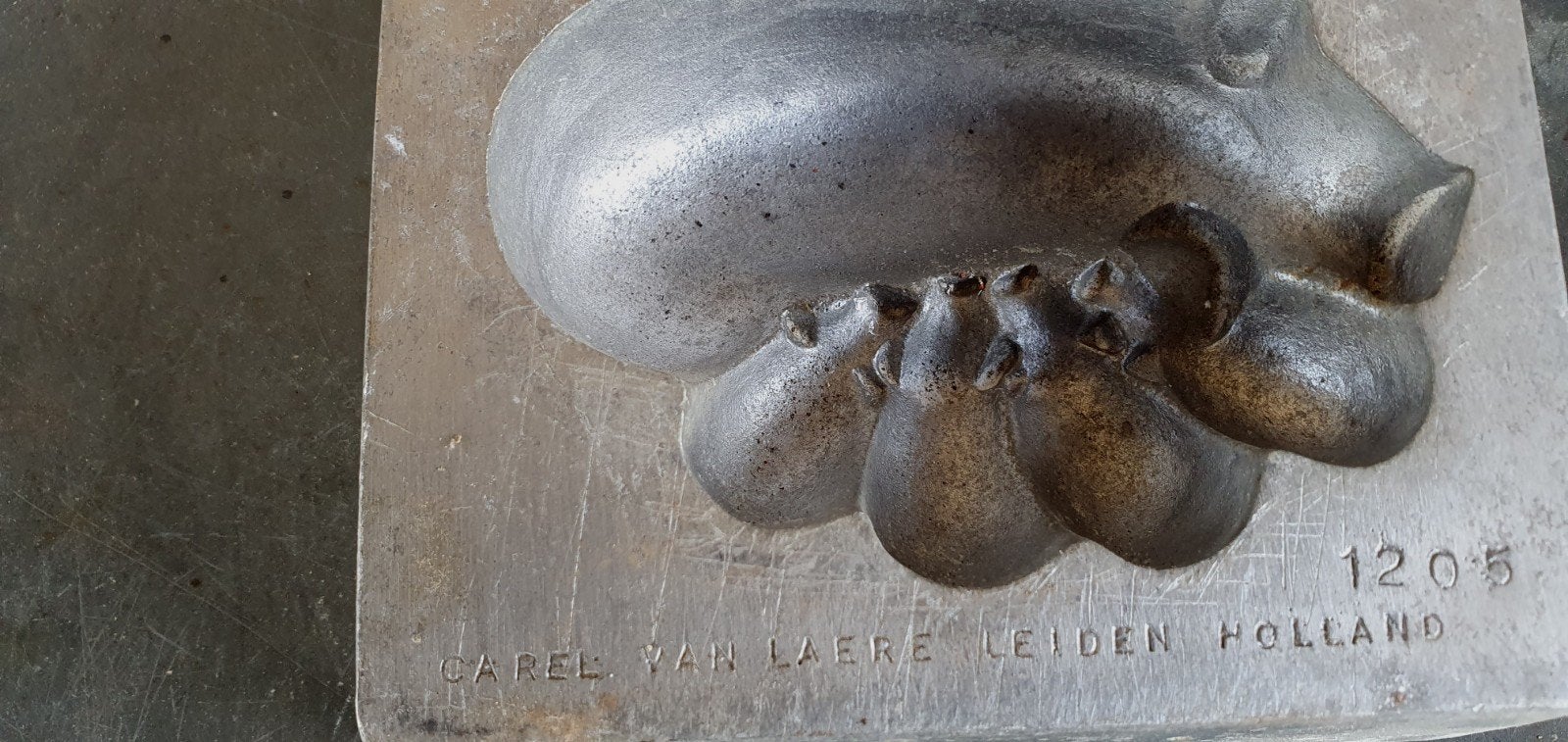 set (4)aluminium  marsepein vormen "van Laere Leiden", Antiek en Kunst, Ophalen of Verzenden