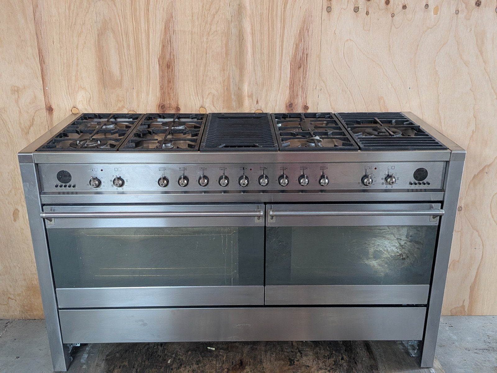 zgan smeg gasfornuis 7 pits 150cm, Warmhoudplaat, 60 cm of meer, Ophalen of Verzenden, Zo goed als nieuw