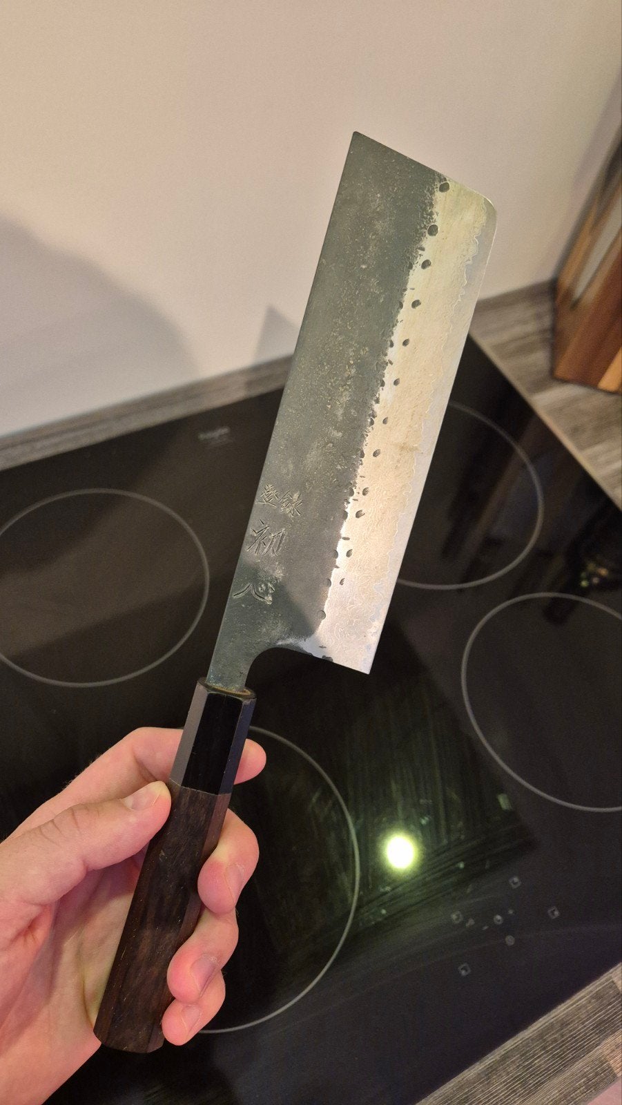 Hatsukokoro Nihei Shinkiro Nakiri 165 mm Aogami Super, Overige typen, Ophalen of Verzenden, Zo goed als nieuw, Zwart