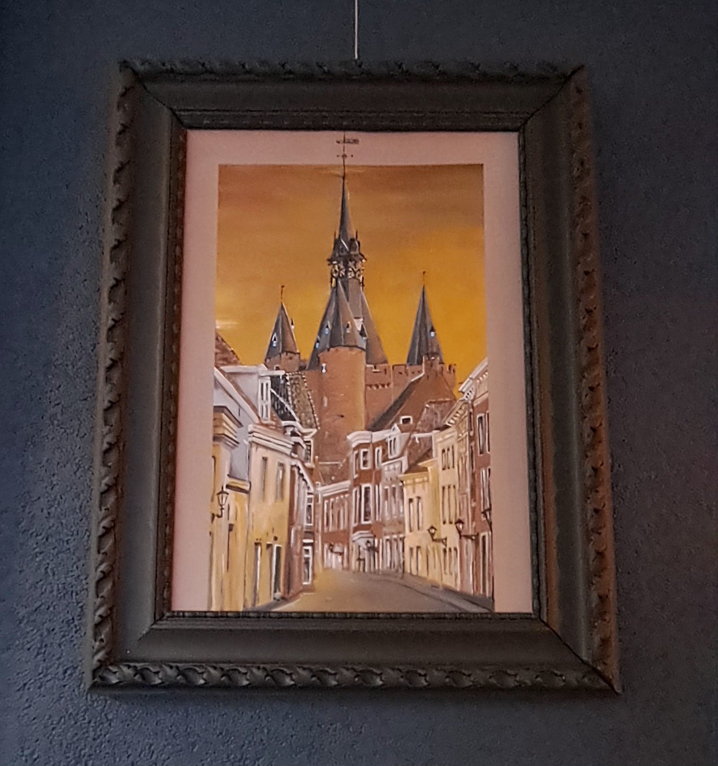 Schilderij Sassenpoort Zwolle, Ophalen of Verzenden, Minder dan 50 cm, Schilderij