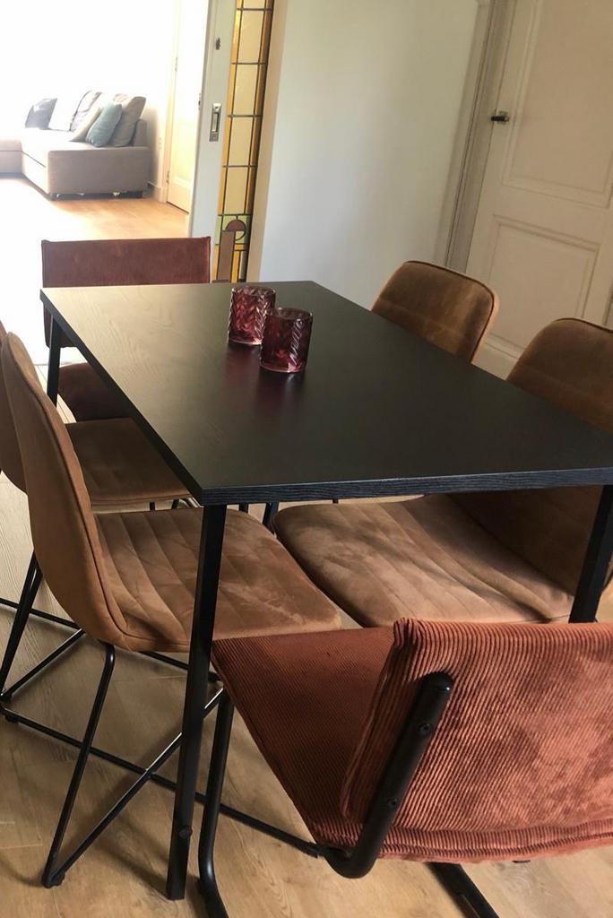 Ikea tafelblad met 4 zwarte metalen poten 120x70cm, Ophalen, Gebruikt, 100 tot 150 cm, 50 tot 100 cm