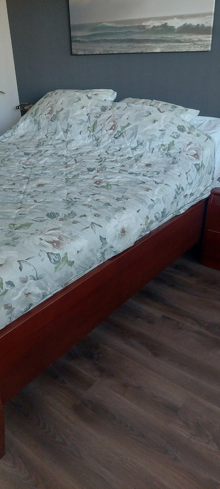 Kersenhouten bed 160x200 met elektrisch verstelbare bodems, Ophalen, Bruin, Tweepersoons, 200 cm