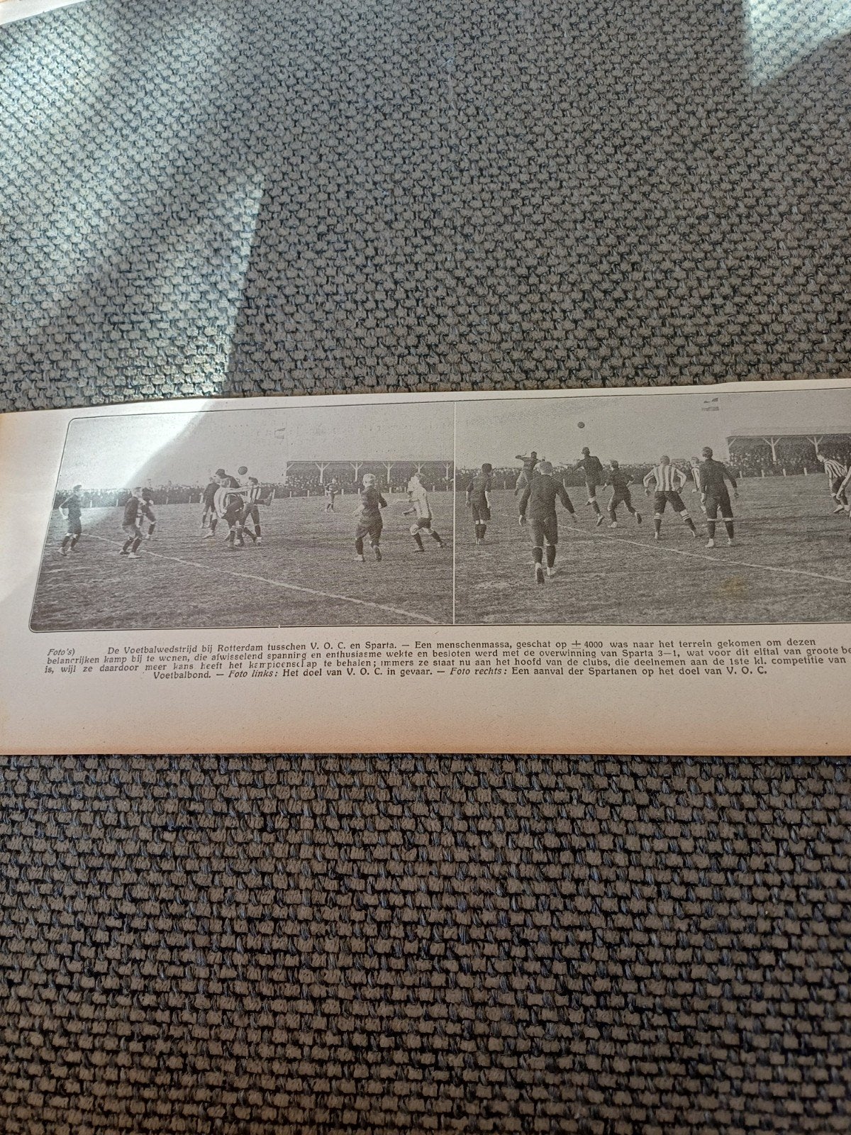 knipsel voetbalwedstrijd V.O.C. Spartaan 1911, Verzamelen, Ophalen of Verzenden, Gebruikt, Overige binnenlandse clubs, Poster, Plaatje of Sticker