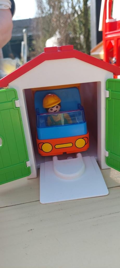 Playmobil 123 Garage met kiepwagen en figuur, Ophalen of Verzenden, Gebruikt
