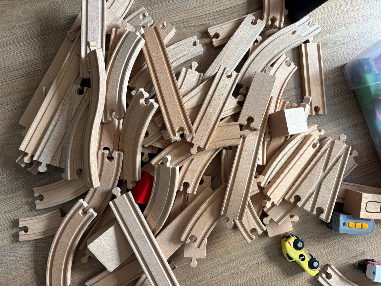 Grote set houten treinbaan en accessoires, Ophalen, Gebruikt, Overige typen