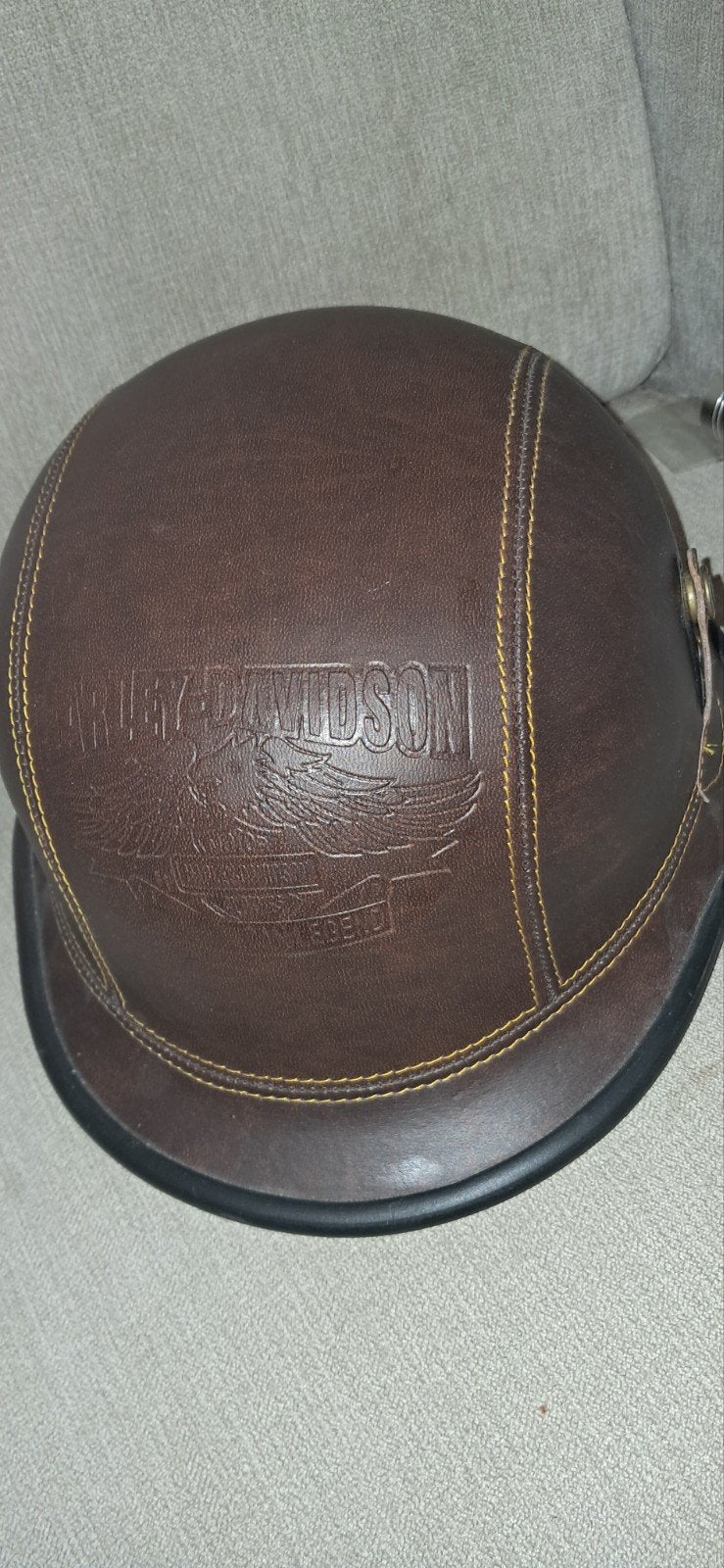 Harley-Davidson Lederen Pothelm - American Legend Bruin, Motoren, Ophalen of Verzenden