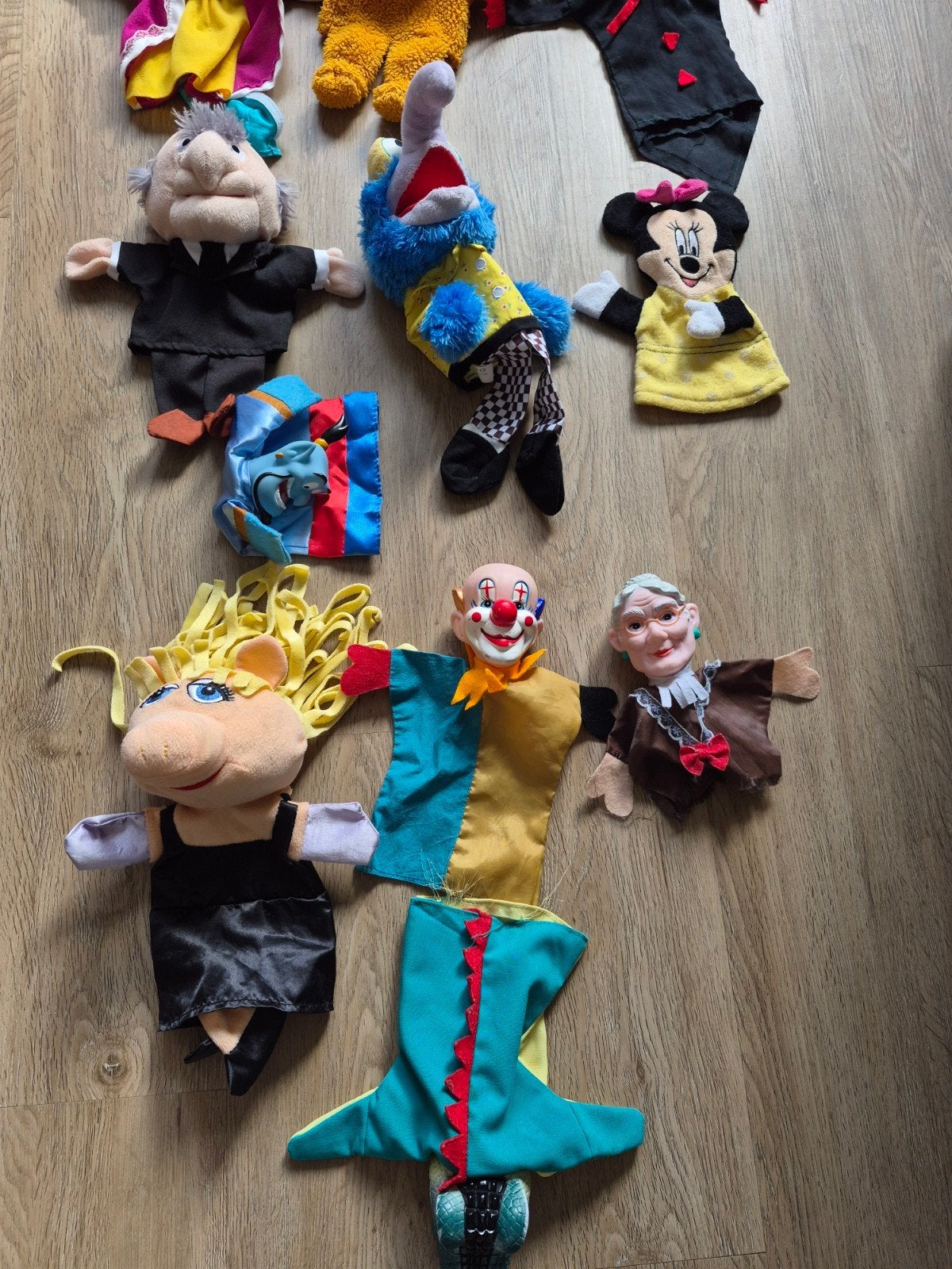 Grote set handpoppen met Woezel & Pip poppenkast, Ophalen, Gebruikt, Overige typen