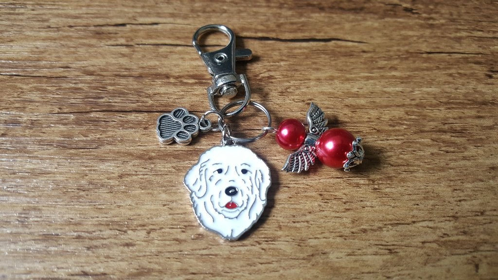 Tas/Sleutelhanger Pyrenese Berghond emaille guardian angel, Verzenden, Nieuw