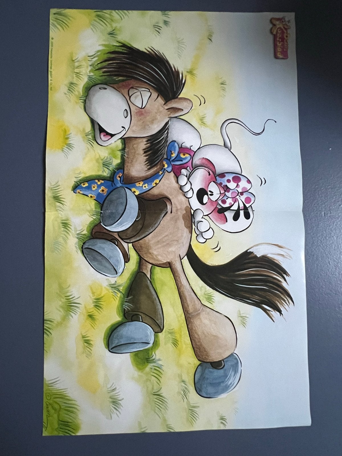 Diddl dubbelzijdige poster met Galupy en Diddlina, Ophalen of Verzenden, Verschillende figuren, Gebruikt, Plaatje of Poster