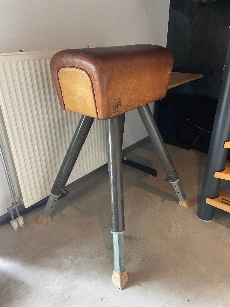 Industrieel decor: Gymtoestel en bok, Huis en Inrichting, Ophalen, Gebruikt, Bruin, Vintage