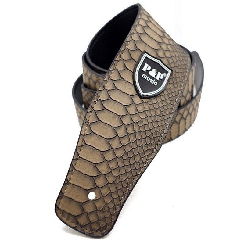 P&P worn snakeskin crocodile leather strap gitaarriem band, Info@Mokucustomguitars.com, Moku Custom Guitars, Nieuw, 4613CB