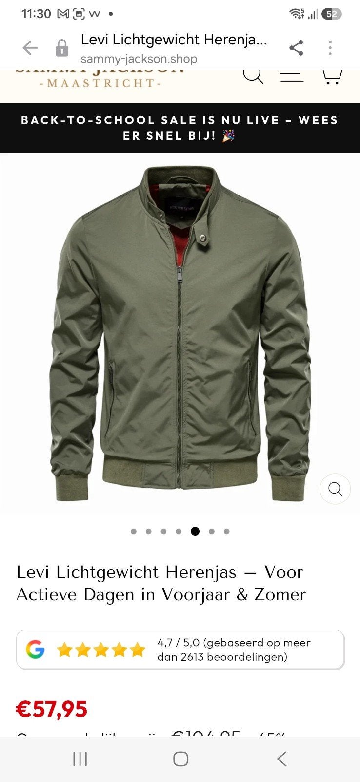 Levi Lichtgewicht Herenjas – Voor Actieve Dagen in Voorjaar, Kleding | Heren, Ophalen of Verzenden, Levi, Groen, Maat 56/58 (XL)