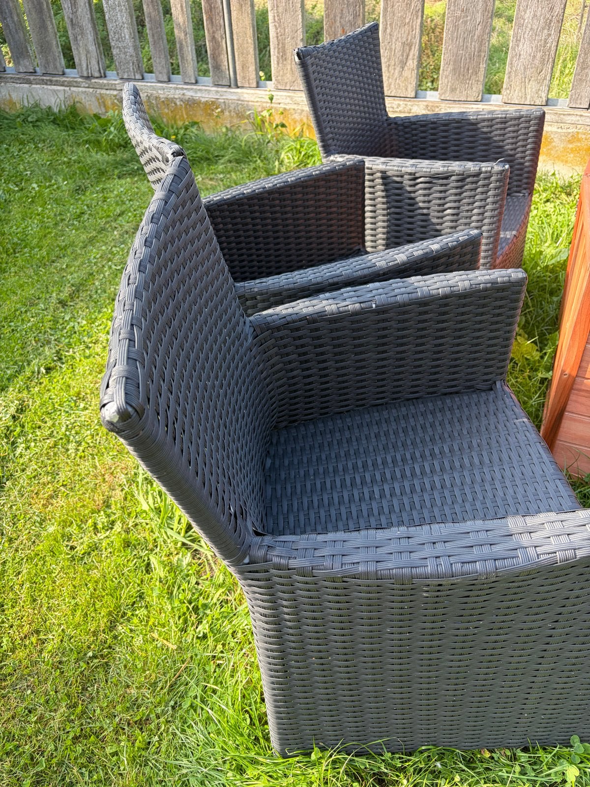 Set van 6 kunststof tuinstoelen, Ophalen of Verzenden, Zo goed als nieuw, Wicker, Stapelbaar