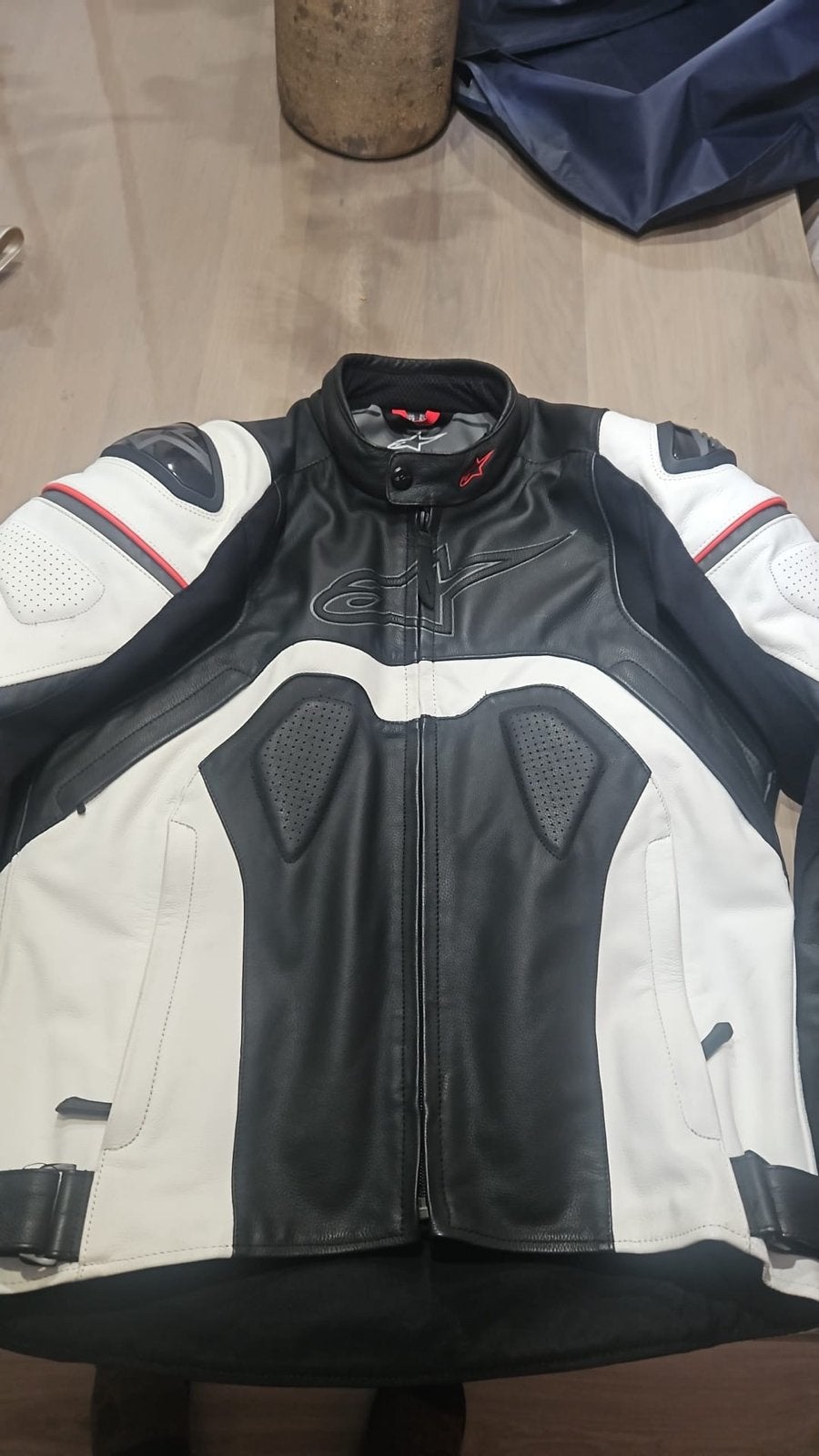 Alpinestars Leren Motorjas Zwart/Wit - Maat 52, Motoren, Ophalen of Verzenden, Tweedehands, Dames, Jas | leer
