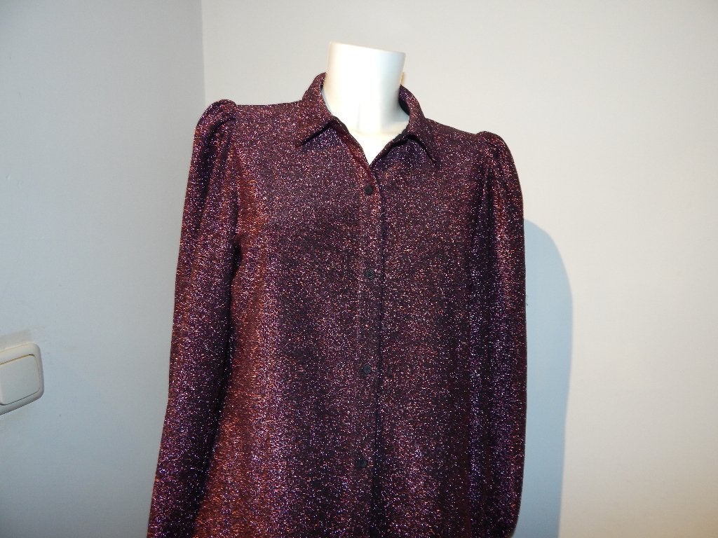 Custommade 2 delig pak roze glinster stof blouse broek Nieuw, Maat 38/40 (M), Kostuum of Pak, Verzenden, Nieuw