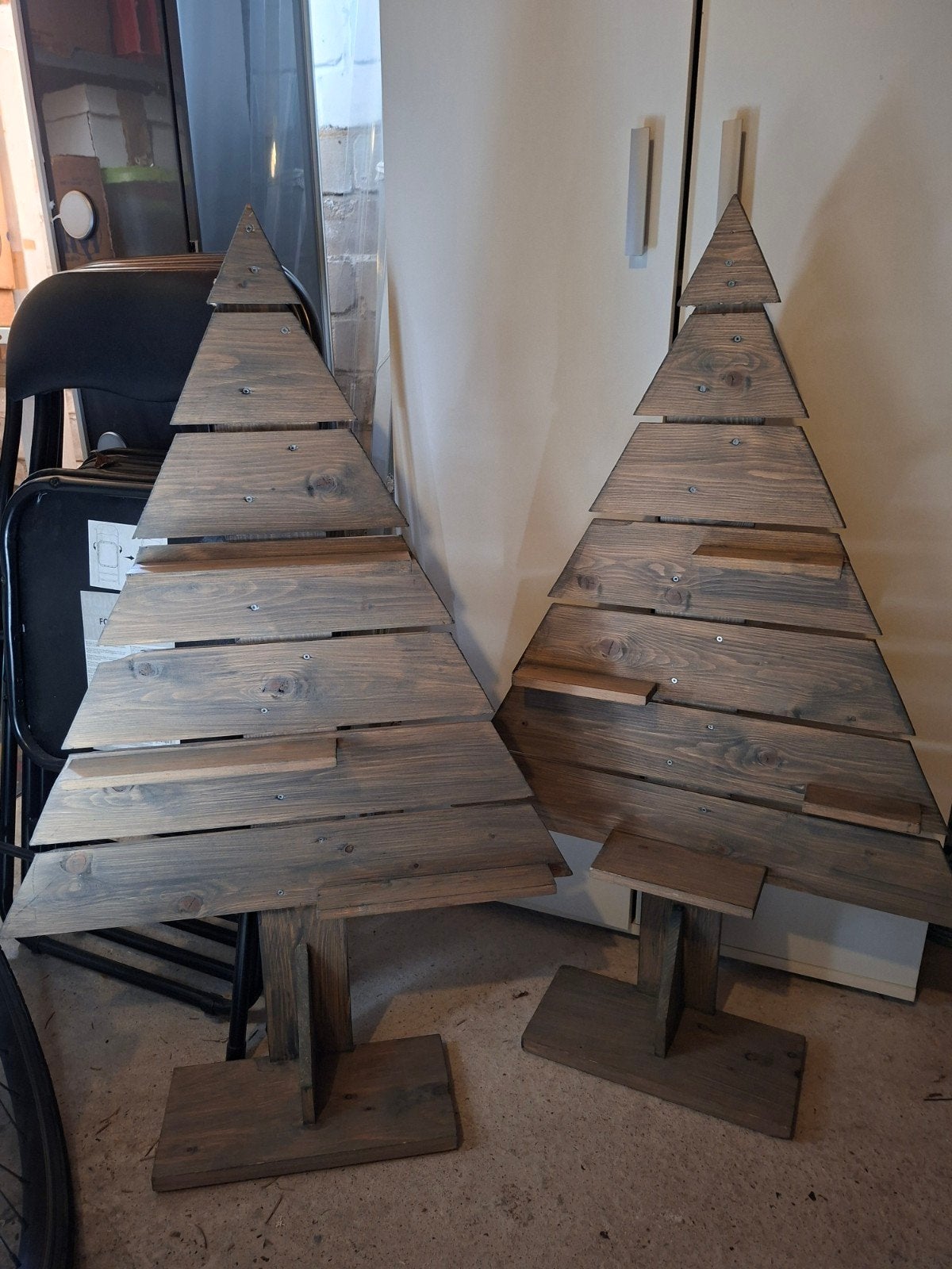 2 Houten kerstboompjes, Diversen, Ophalen, Gebruikt