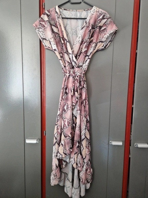 Prachtige Roze Overslagjurk met Slangenprint – Maat XL/XXL, Kleding | Dames, Maat 46/48 (XL) of groter, Ophalen of Verzenden, Zo goed als nieuw