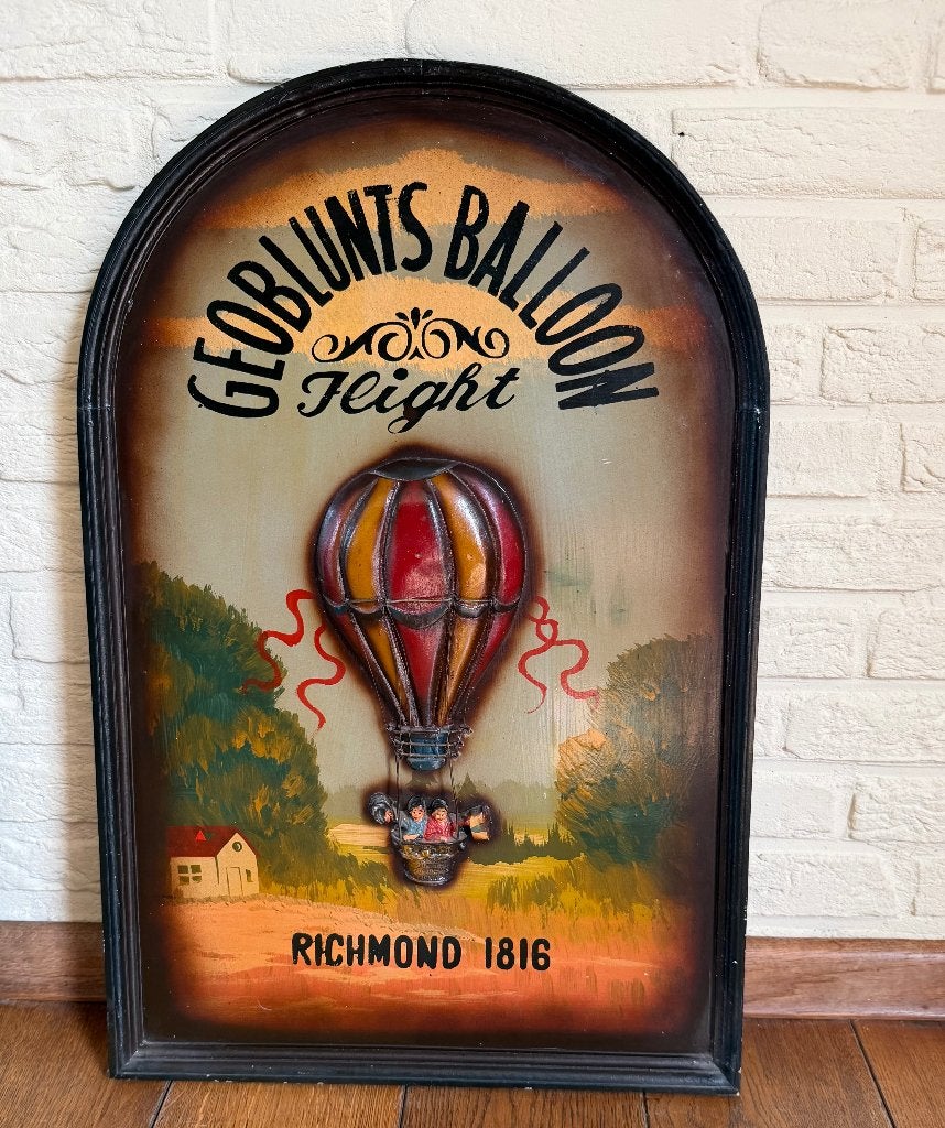 Vintage Luchtballon  Set - 3D Wandbord & Hangend Beeld, Ophalen